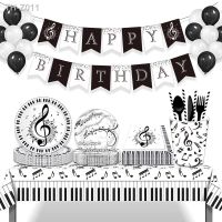 ✻△∋ Piano Musical Party Plates Napkins Piano Tablecloth For Piano Musical Note Birthday Party Supplies Musical Party Decorations