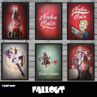 เกมยอดนิยม Fallout Props Nuka Cola Retro สไตล์ครอบครัว Wall ห้องเด็กเล่นตกแต่งผ้าใบ Poster