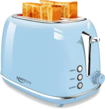 Keenstone Toasters 2 Slice Retro Stainless Steel Toasters with Bagel, Cancel, Defrost Function and 6 Bread Shade Settings Bagel