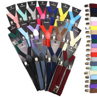 สีทึบยืดหยุ่นหนัง Suspenders วงเล็บผู้ชายผู้หญิงสีดำสีฟ้าสีแดงปรับสายรัดสำหรับงานแต่งงานชุดกระโปรงอุปกรณ์เสริม Gift