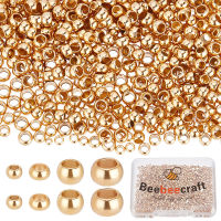 800Pcs/Box 4 Size Crimp Tube Beads 24K Gold Plated Stainless Steel Crimping Tube Spacers Cord End Caps Loose Stopper Beads for Earring Necklace