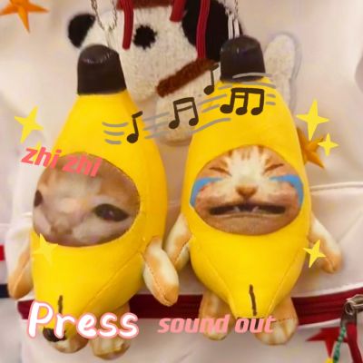 Funny Banana Cat Chain Plush Pendant Cute Crying Banana Cat Keychain Car Bag Pendant Keyring Accessories Gifts To Classmate