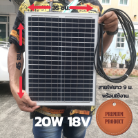 โซล่าเซลล์ Solar Light ไฟโซล่าเซลล์ Saneluz [ 1 แผง ] แผงโซล่าเซลล์ 20W 18V Polycrystalline พร้อมสายที่ความยาว 9 เมตร Solar Cell Solar cell โซล่าเซลล์สปอตไลท์ โซลาเซล คุณภาพดี