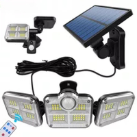 108 122 138 171 LED Solar Lights Outdoor 3 Head Motion Sensor 270 Wide Angle Illumination Waterproof Remote Control Wall Lamp