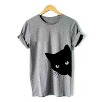 COD DSFERTRETRE cat looking out side Print Women tshirt Cotton Funny t shirt Lady Girl Top Tee Hipster