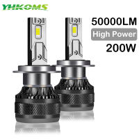 YHKOMS ไฟหน้ารถ LED H7 LED H4 H1 H8 H11 HB3 HB4 9005 9006 9012 6000K 200W 50000LM หลอดไฟ LED อัตโนมัติ Turbo หมอก 12V-ujce8277