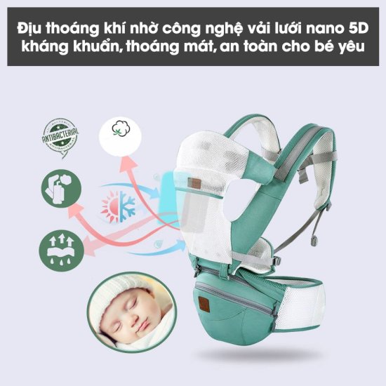 Combo địu em bé có bệ ngồi cao cấp 3bcare và balo bỉm sữa dokoclub cho mẹ - ảnh sản phẩm 2