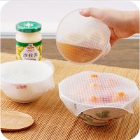 4Pcs Silicone Cling Film Reusable Silicone Stretch Fresh Food Cover Cling Storage Wrap Cling Film Keep Fresh Food Kitchen Tools