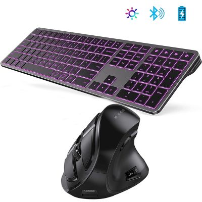 MOfi Backlit Bluetooth Keyboard for Windows &amp; Mac OS Multi-Device Rechargeable Keyboard and Mouse Comb Wireless Keyboard Set