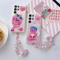 เคสลายการ์ตูนน่ารัก Loopy Laser IMD Soft สำหรับ Samsung Galaxy S23 S23Plus มาก S22Plus S22ฝาครอบป้องกัน S22Ultra พร้อมจี้