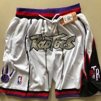 Embroidery version nba Toronto Raptors white pockets basketball shorts