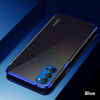 สำหรับ OPPO Reno4 4G CPH2113ทีพียูอ่อนและยืดหยุ่นเคสเยลลี่คริสตัลใสกลับโลหะหรูหรา Luster Edge ฝาครอบโทรศัพท์