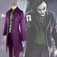 high-quality Heath Ledger Cosplay Suit Halloween mens The Dark Knight Joker Costume Purple Jacket Full sets vestidos Movie