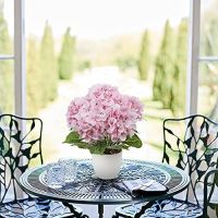 Hydrangea Artificial Flowers With White Pot Real Touch Large Hydrangeas Pink Silk Flowers Potted Fake Flowers Arrangements for Decoration Home Wedding Table Centerpiece Bouquets