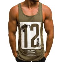 Number 12 Print Vest Mens Tank Top Breathable Bodybuilding Tee Gym Vest Sleeveless Men T-shirt Fashion Crew Neck Fitness Tee