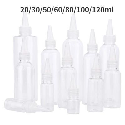 20/30/50/60/80/100/120ml Transparent Plastic Bottles Squeeze Applicators Dispensers with Pointed Mouth Refillable Watercolor Paint Dispenser