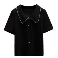 【มีไซส์ใหญ่】Plus Size Womens Short Sleeve Tops Oversized False Button Office-wear Summer Blouses