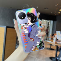 เคส Case4you สำหรับ VIVO Y02A Y02T แฟชั่นยอดนิยมเย็นเด็กหญิงเด็กชายรุ้งเลเซอร์เคสมือถือโปร่งแสงนิ่ม TPU ขอบบางพิเศษเคสกันกระแทกฝาบัตรเลเซอร์ในอาคารมีสีสัน