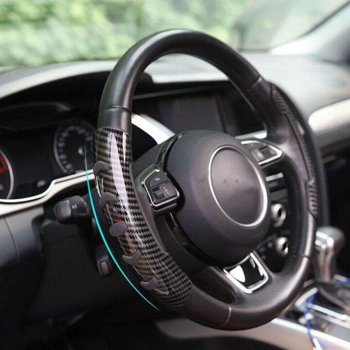 hot-cppppzlqhen-561-universal-car-interior-steering-wheel-booster-cover-carbon-fiber-non-slip-cover-อุปกรณ์ดัดแปลงรถยนต์3สีสามารถเลือกได้