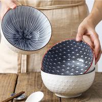 Nordic Style 6Inch Tableware Bowls Ceramic Home Hand Painted Instant Noodle Soup Restaurant Simple Creative Embossed Ramen Bowl