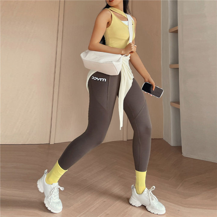 กางเกงโยคะแฟชั่นกระชับสัดส่วนสำหรับผู้หญิงชุดเอวสูงกางเกงดันนุ่มลายเนยเลกกิ้งสไตล์-k-แฟชั่น2023โยคะวิ่งออกกำลังกาย