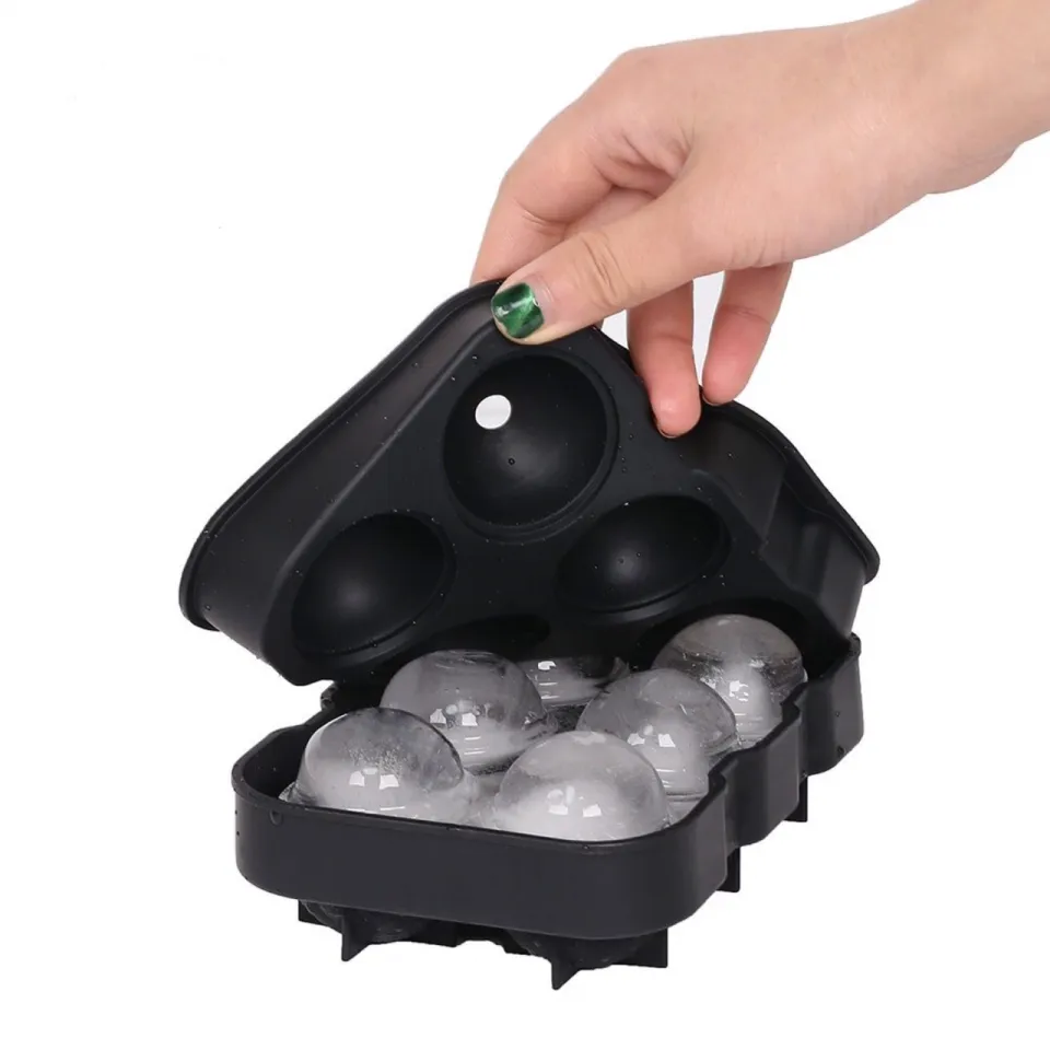 Silicone Ice Cube Trays Combo Round Ice Ball Spheres Ice Cube Tray Mold (6 Round Ice Ball BlackSpheres)