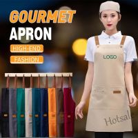 【hot sale】○ D13 Ready Stock Oilproof and Waterproof Apron Kitchen Waterproof Chef Apron Customizables Logo Restaurant Cafe Attendant Work Apron