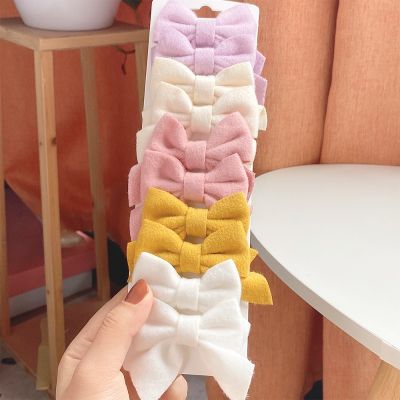 10Pcs/Set Cotton Solid Color Bowknot Hair Clips For Kids Girls Barrettes Boutique Hairpins Cute Child Headwear Hair Accessories