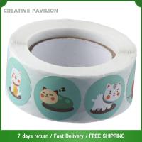 CREATIVE PAVILION แมวแมวแมว สติ๊กเกอร์ฉลากสติ๊กเกอร์ น่ารักน่ารักๆ 1นิ้วค่ะ สติกเกอร์รางวัลรางวัล มินิมินิ กลมกลมๆ ฉลากป้ายกำกับ ซองจดหมายบัตร