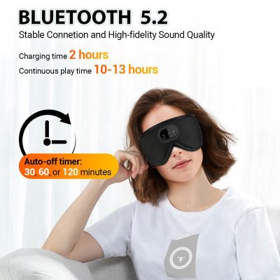 ZZOOI Bluetooth 5.2 Headphone 3D Wireless Music Eye Mask White Noise Headset For Artifact breathable Sleeping Headphones In-Ear Headphones