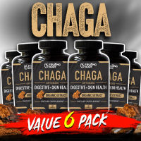 ? เห็ดชากา Chaga Mushroom Capsules ?️ Value Pack of 6 Chaga Bottles  ? 100% Chaga Mushrooms ? 60 or 120 Capsules (1 or 2 month Supply)