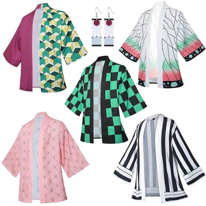 2 Demon Slayer Cosplay Kimono Haori Anime Kimetsu No Yaiba Kamado ...