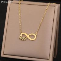 Stainless Steel Necklaces Elegant Exquisite Heart Infinity Symbol Heartbeat Pendants Chain Trend Fine Necklace For Women Jewelry