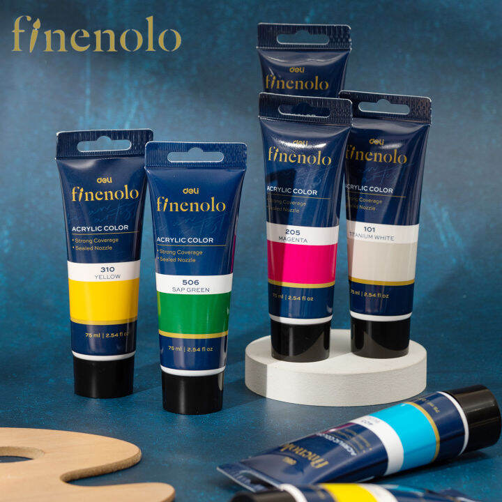 Finenolo by Deli 75ml Acrylic Paint for Canvas Poster Paint Watercolor ...