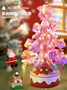 Chinese building blocks Christmas tree ornaments music box lighting