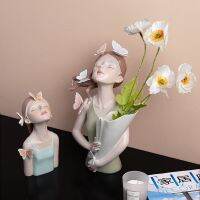 Butterfly Girl Resin Sculpture Character Model Vase Modern Storage Statues Home Living Room Desktop Decor Accessories Home Decor