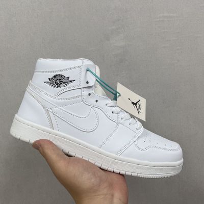 [HOT] ✅Original NK* Ar J0dn 1 Mid Pure White Sports Shoes Wear-Resistant Non-Slip Skateboard Shoes Fashion Basketball Shoes
