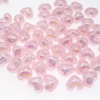 20Pcs 16mm AB Pink Color Heart Shape Beads Acrylic Loose Spacer Beads For Jewelry Making Hairpin Handmade DIY Accessories