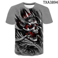 Terror Skull T เสื้อผู้ชายผู้หญิง Punk Rock Gothic 3D พิมพ์ Cool Hip Hop เสื้อผ้า Streetwear Tee