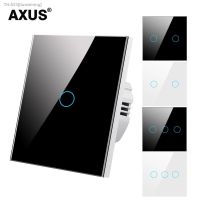 ✣ AXUS EU Touch Switch AC100-240V Wall Light Switches Led backlight Sensor Panel Crystal Glass Lamp Button on Off No Neutral Wire