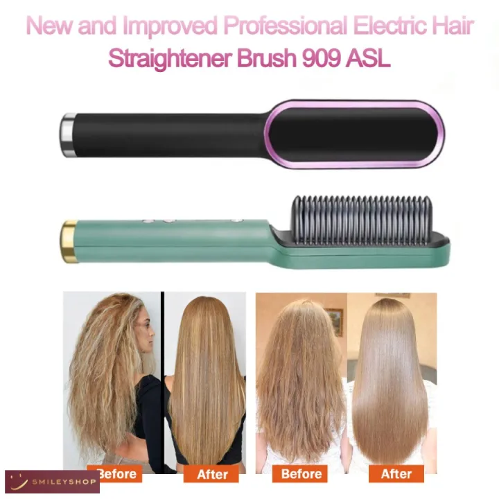 Smiley Shop ASL909 Professional Electric Hair Straightener ASL909 Brush Heated Comb