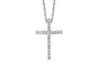 จี้ไม้กางเขนประดับเพชร0.11กะรัต พร้อมสร้อยเงิน 925 Narrow Cross Pendant with Diamonds in Sterling Silver