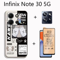 Infinix Note 30เคสป้องกันหน้าจอ5G,ฟิล์มนักบินอวกาศการ์ตูนพื้นที่จักรกลถนนงาการ์ตูนเคสโทรศัพท์ + ฟิล์มบางเซรามิก + 3in1ฟิล์มเลนส์กล้องถ่ายรูป