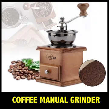 1pc, Vintage Manual Coffee Grinder, Burr Hand Crank Coffee Grinders, Wooden  Vintage Style Hand Coffee Grinder, Classic Coffee Mill Hand Crank Coffee G