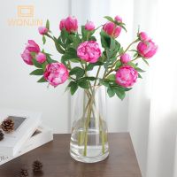 High Quality Simulation 2 Heads Bud Core Peony Silk Home Living Room Dining Table Wedding Decoration Fake Artificial Flower Artificial Flowers  Plants