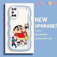 Jjlingji เคสสำหรับ OPPO A52 A92 A72 4G น่ารักเครยอนชินจังมาการองเวฟบรออนเคสมือถือกันกระแทกแบบใสนิ่มโปร่งใสลายกล้องถ่ายรูปสร้างสรรค์เคสซิลิกาเจลฝาครอบป้องกัน