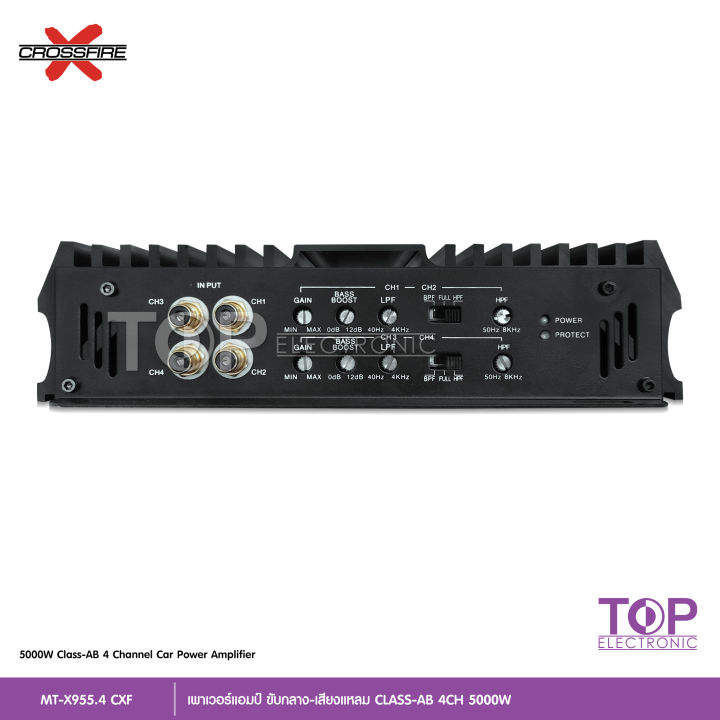 top-crossfire-x-เพาเวอร์-class-ab-4ch-รุ่น-mt-x955-4-ทรานซิสเตอร์-toshiba-japan-รุ่นใหญ่แรงๆ-เสียงดีชัดใส-ขับเสียงกลาง8แหลม8ได้-class-ab-5000w-จำนวน1เครื่อง