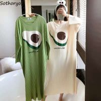 【Xiaobaide electronic】ผู้หญิงการ์ตูน Nightgowns ฤดูใบไม้ร่วงขนาดใหญ่ M 5XL แขนยาว Sleepshirts สบายน่ารักบ้านหวานชุดนอนกว่าเข่าเลานจ์