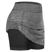 Women Tennis Skirts Inner Shorts Elastic Yoga Inner Shorts Elastic Sports Golf Pockets Skirts