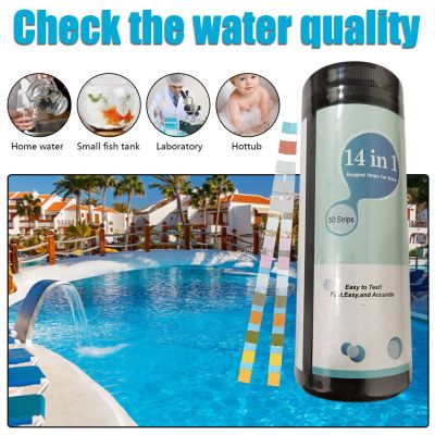 Swimming Pool Test Paper PH Value Pool Water Test Strips 14 in 1 Water Quality Chemistry Test Strips 50pcs/bottle Inspection Tools